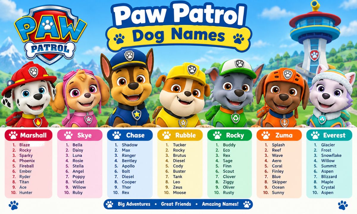 Paw Patrol Dog Names